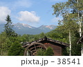 乗鞍岳と水車