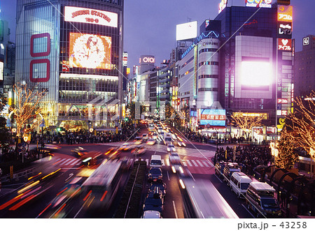 夕暮れの渋谷駅前