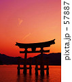 厳島神社の夕焼け
