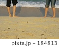 波打ち際で
