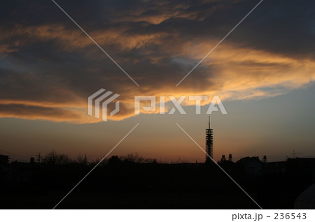 「夕暮れの田無タワー02」の写真素材