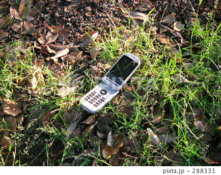 草むらに落ちた携帯電話 草むらに落ちた携帯電話