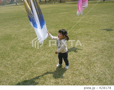 「鯉のぼりをつかむ!」の写真素材 「鯉のぼりをつかむ!」の写真素材
