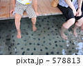 足湯に入る家族