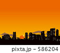 都会のイラスト 夕方