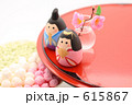 可愛い手作りお雛様　梅の和盆と雛あられと紅梅