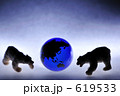 地球を見守る白クマ（地球儀のビー玉と白熊のミニチュア）