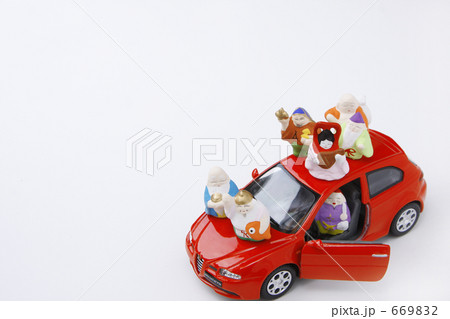 車に乗った七福神 車に乗った七福神