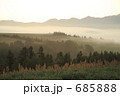 朝霧と十勝連峰