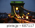 ライトアップされた鎖橋