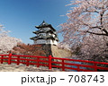弘前城　快晴の空と桜