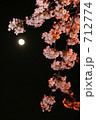 満月と桜