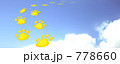 素材ナンバー 778660 : 「青空と遠ざかる猫の黄色い足跡　ワイド画面」