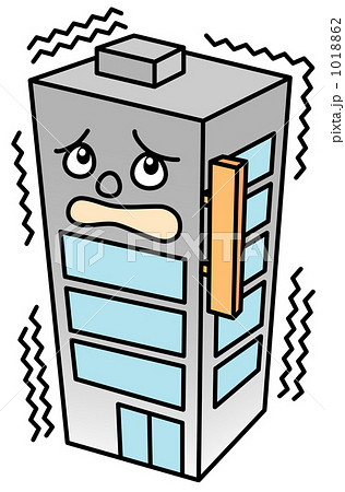 「ビル 地震 商業ビル オフィスビル 」のイラスト素材