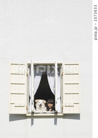 「女の子 子供 人物 ペット 」の写真素材 「女の子 子供 人物 ペット 」の写真素材