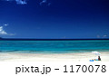 青い空と青い海と、白い砂浜と白いビーチパラソル