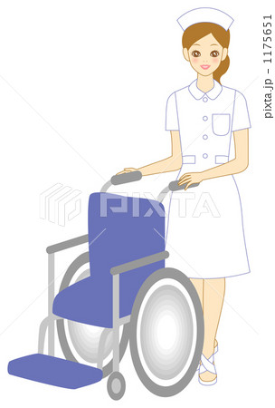 「車いす　看護師　イラスト」のイラスト素材
