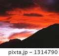 真紅に染まる夕焼け雲　ネパール　ディンボチェにて