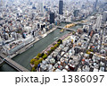 天満橋界隈を桜の季節に空撮