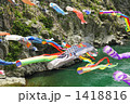 吉野川　大歩危峡に泳ぐ鯉のぼり