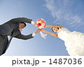 青空と新郎新婦