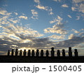 朝日を浴びる１５体のモアイ像