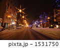 雪降る夜の旭川緑橋通り 雪降る夜の旭川緑橋通り