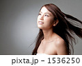 風を受ける女性