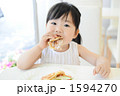 ワッフルをほおばる３歳の女の子