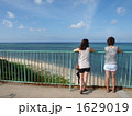 ビーチを眺める後ろ姿