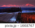 就実の丘 夕日に染まる大雪山 