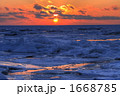 夕焼けと流氷