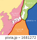 日本列島周辺のプレート名称付き（境界線と海洋）