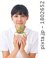 看護学生と植物（モデル：都倉幸恵）