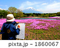 富士山と芝桜をスケッチ中