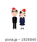 サンタの帽子をかぶった中高生の男女のイラスト