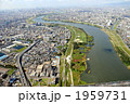 守口市を流れる淀川を空撮