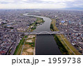 鳥飼大橋近辺の淀川を空撮