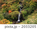 秋の紅葉と多段の滝