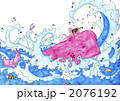 ピンクのクジラとタコと波