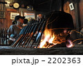 囲炉裏での岩魚の塩焼き