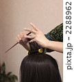 パーマ施術　ロッド巻　観葉植物