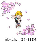 桜と小学生の男の子