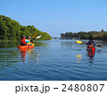 マングローブの川を下るカヌー 