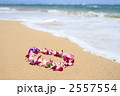 ハワイの砂浜とレイ