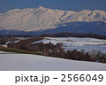 残雪の丘と十勝岳