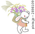 素材ナンバー 2898109 : 「秋の七草の花かごを担ぐうさぎ」