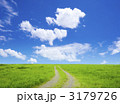 草原の道と青空