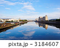 荒川遊園の観覧車と水上バス乗り場と川面に映える景観