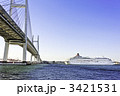 豪華客船と横浜ベイブリッジ